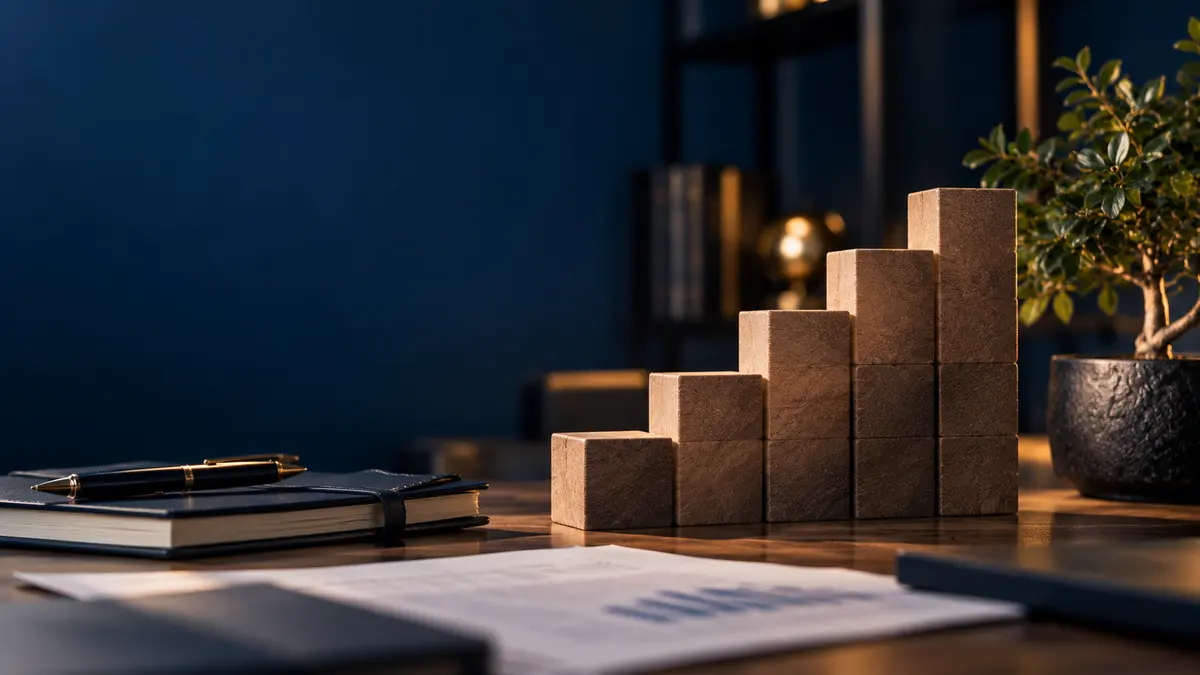 Blocchi di legno disposti a scala su una scrivania